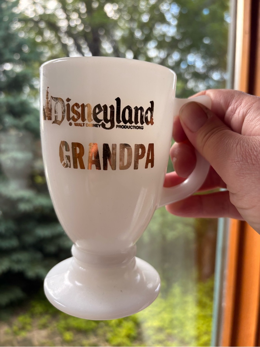 Disneyland Grandpa milk glass mug vintage